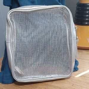 Victoria's Secret Silver Mesh Bag Cosmetics Makeup Lingerie 6.5 X 5.5.     T1